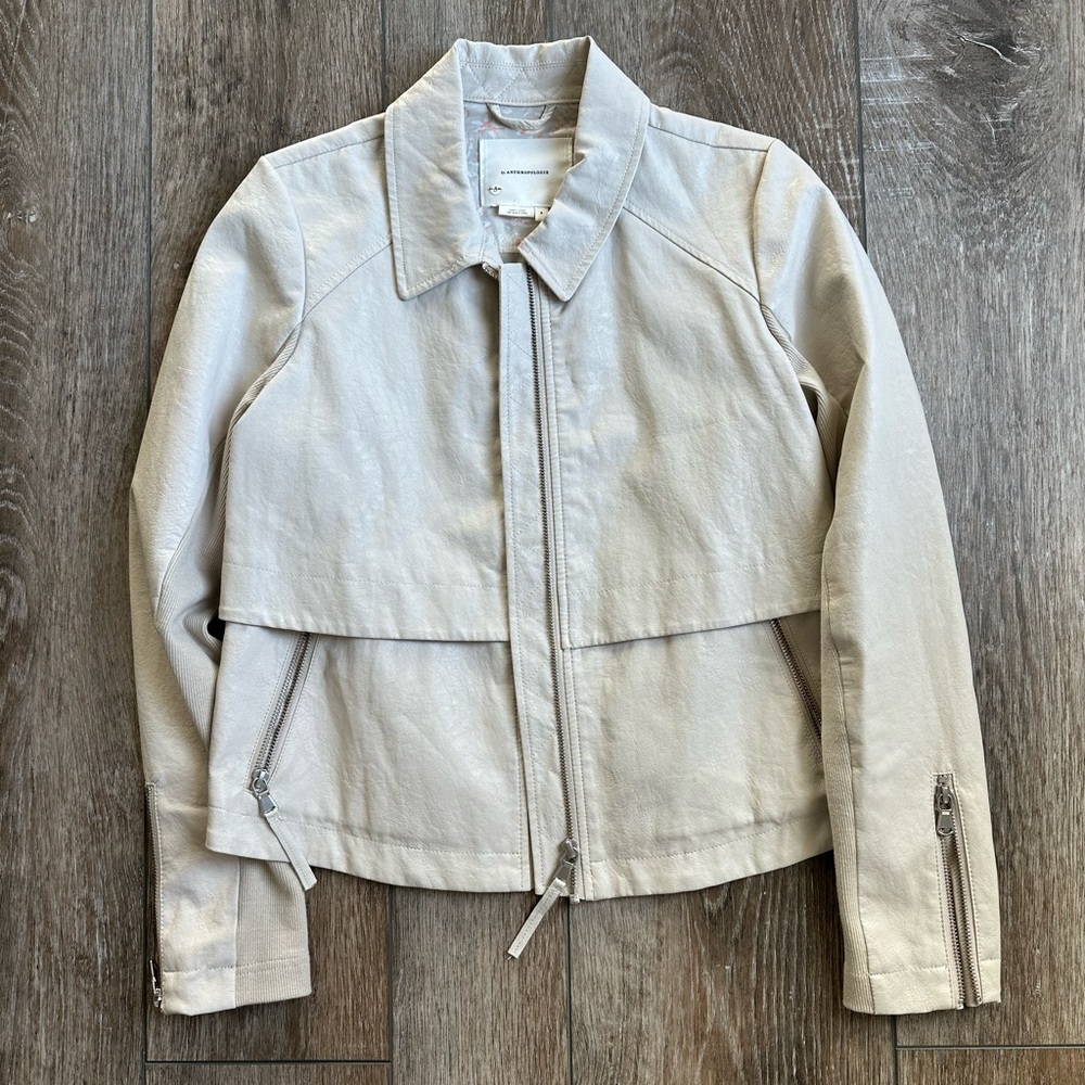 Anthropologie EUC Cream Moto jacket size small